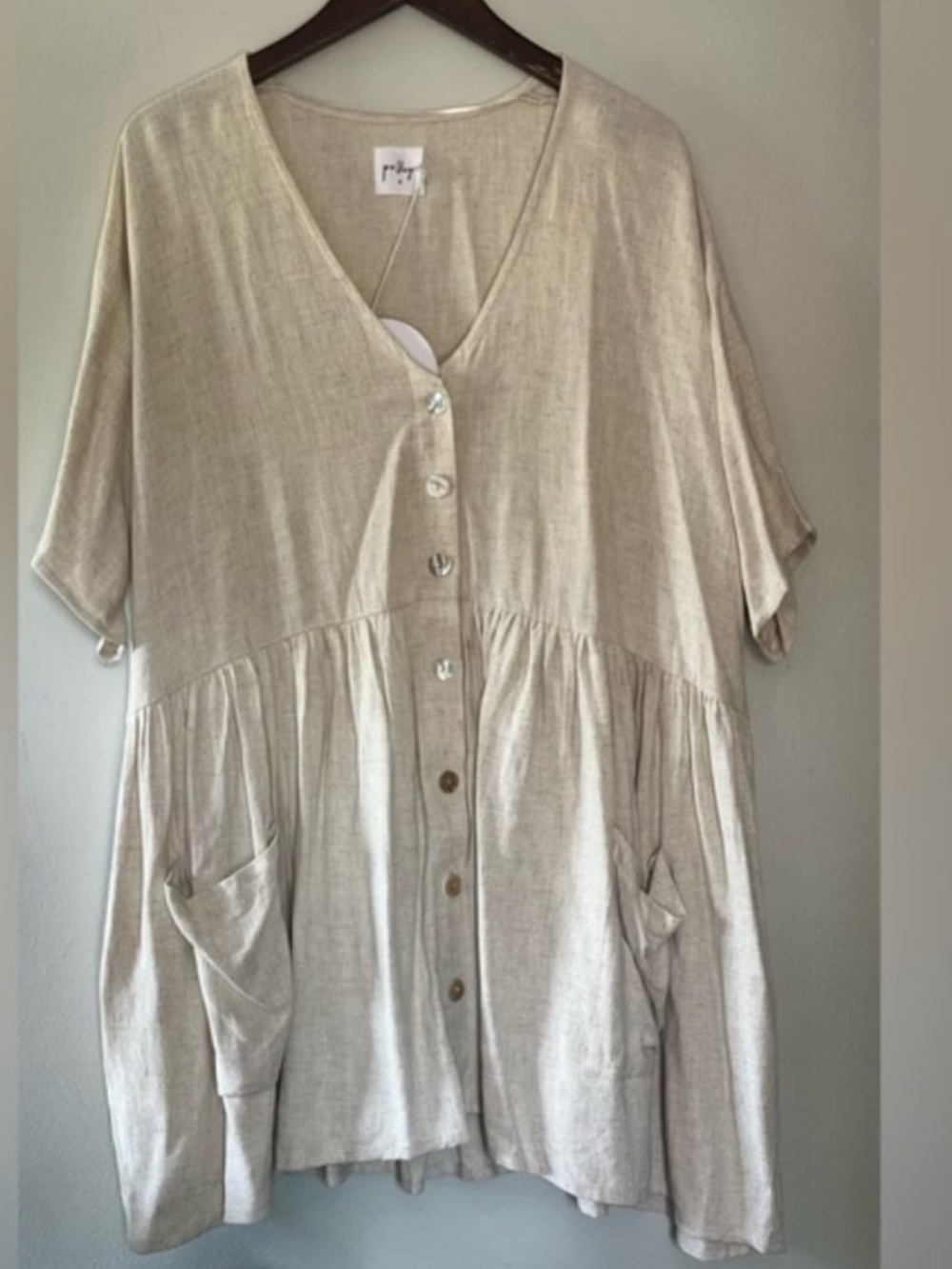 Princess Polly The Sandy Mini Dress Natural Lower Impact Size S/M